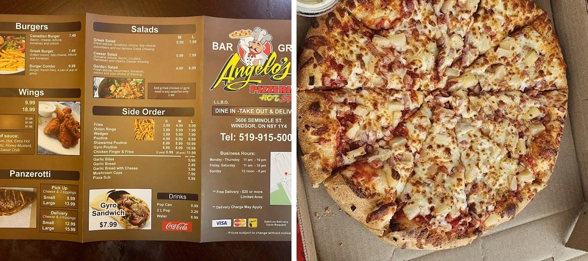 Angelo's Pizzeria Bar & Grill Menu
